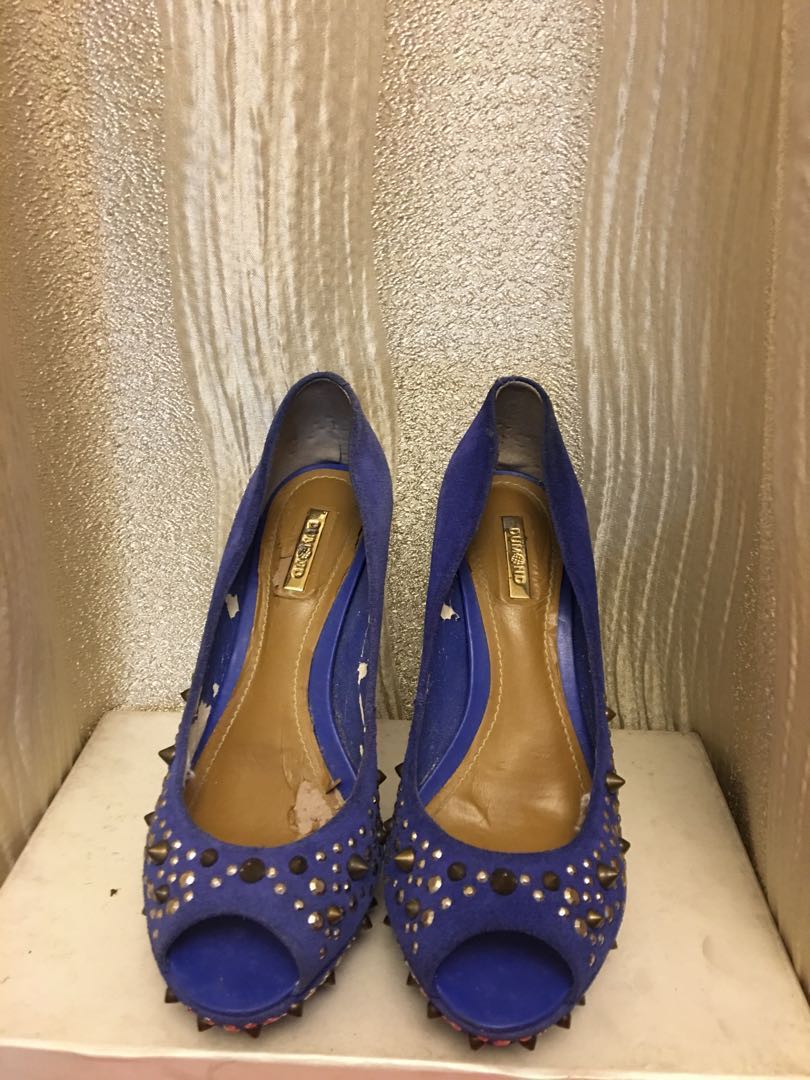 blue studded heels