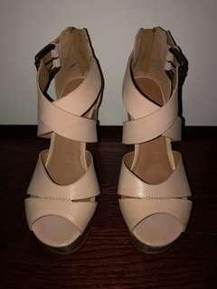 ALDO nude wedge heels