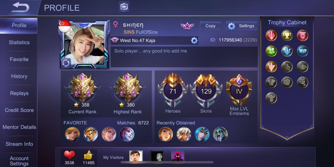 380 Stars Global Player Mobile Legends Account Toys Games