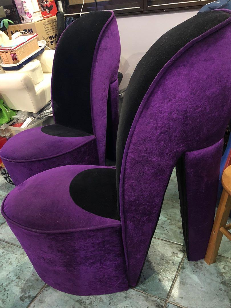 A pair of Purple high heel sofa 