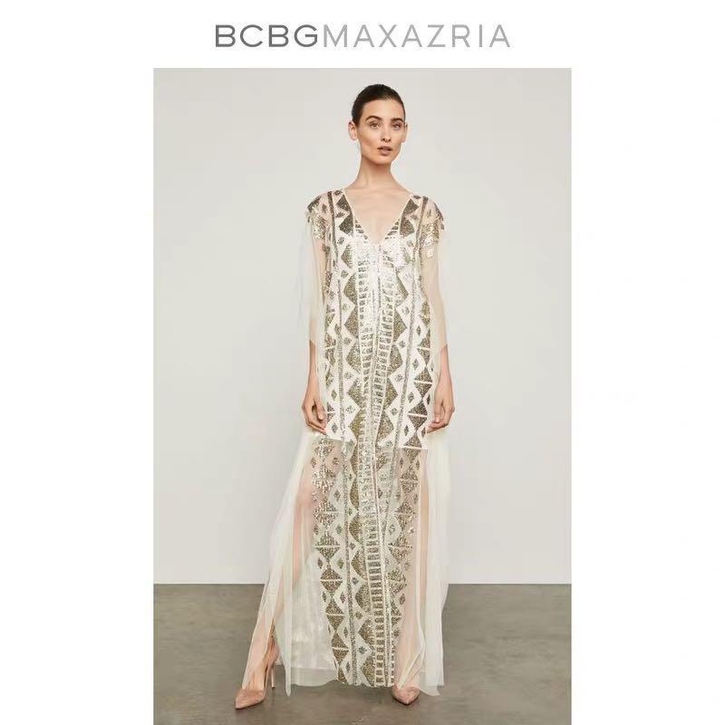 bcbg gold sequin dress