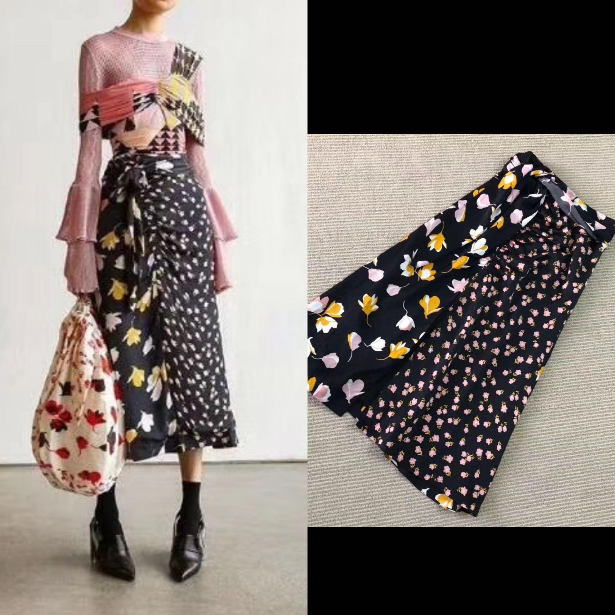 BNWT Authentic Self Portrait Mixed Floral Wrap Jacquard Midi Skirt