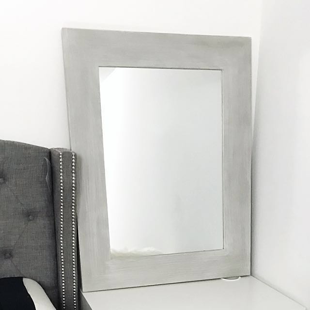 Brand new light grey barn inspired rustic mirror