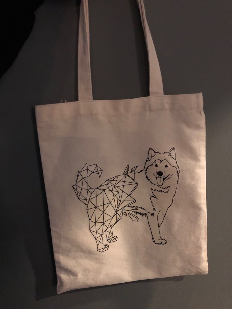 Tote bag with dog design clearance