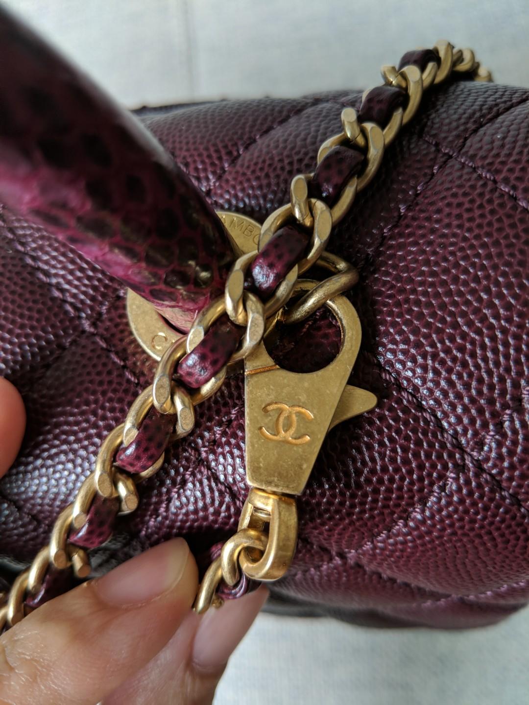 Chanel Coco Handle Bag Mini in Burgundy Caviar Snakeskin Handle, Luxury,  Bags & Wallets on Carousell