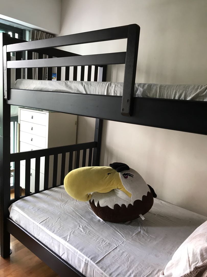 Dark Wood Super Single Bunk Bed Frame Only Furniture Beds Photo