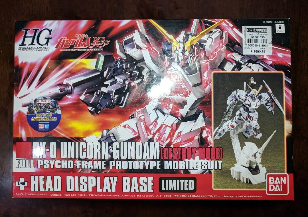 Hg Rx 0 Unicorn Gundam With Head Display Base Toys Games Toys