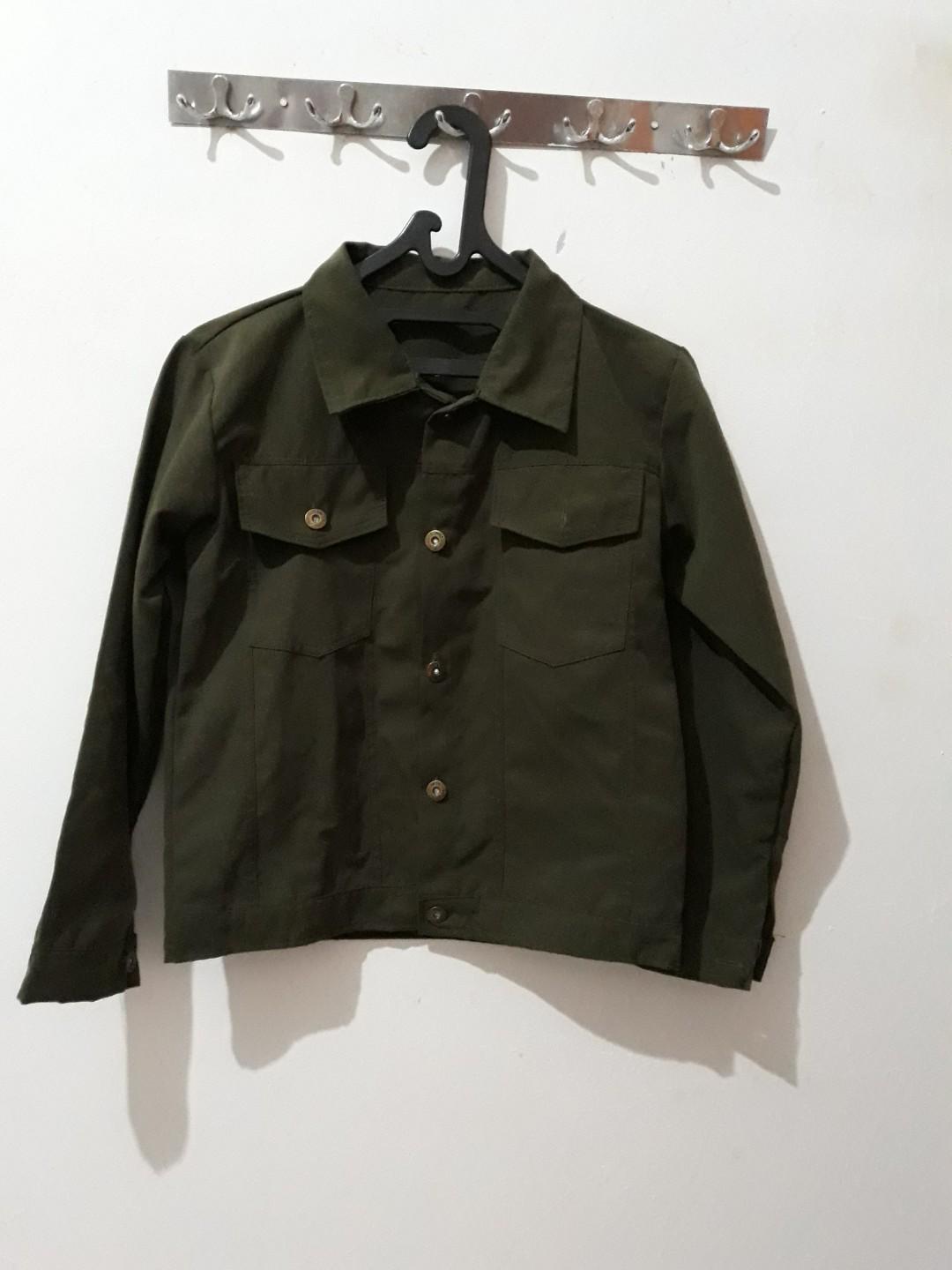 Jaket Canvas Ijo Army Fesyen Wanita Pakaian Wanita Gaun Rok Di Carousell
