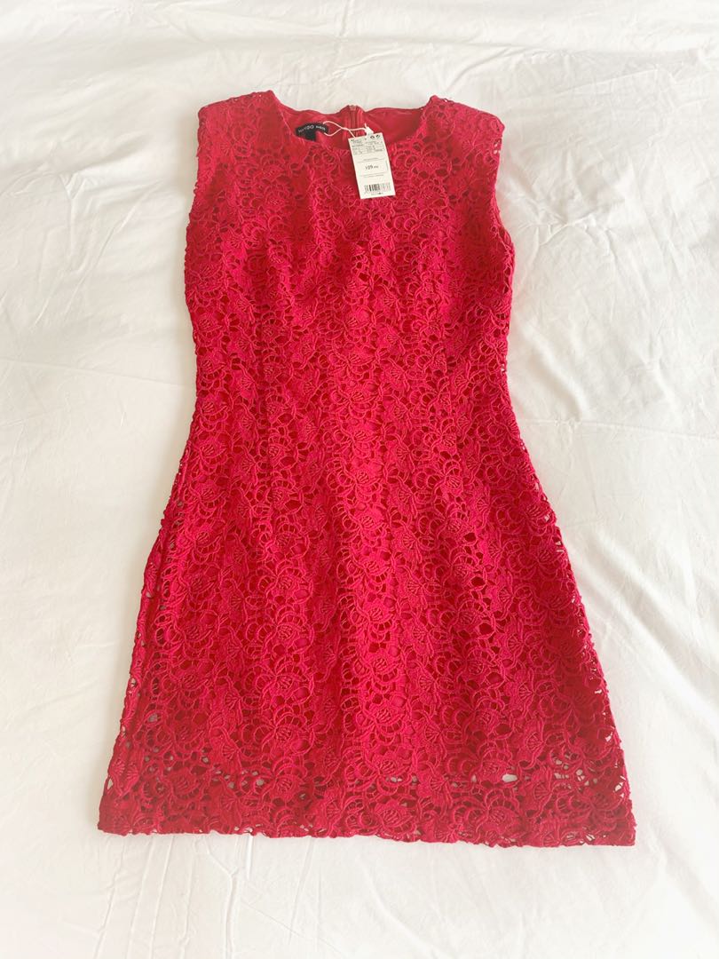Mango red deals lace dress