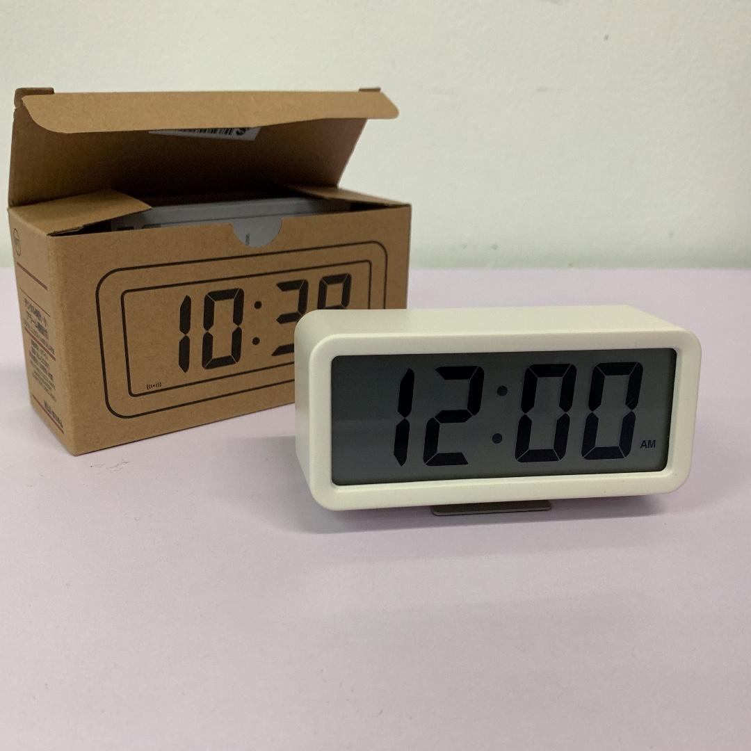 White Muji Digital Clock with Alarm Small 