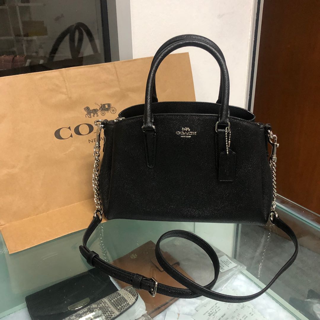 black coach purse with silver hardware