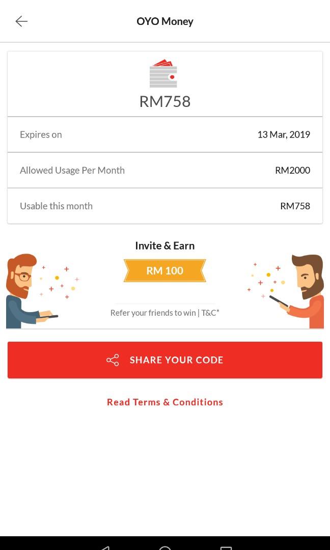 OYO hotel Money wallet
