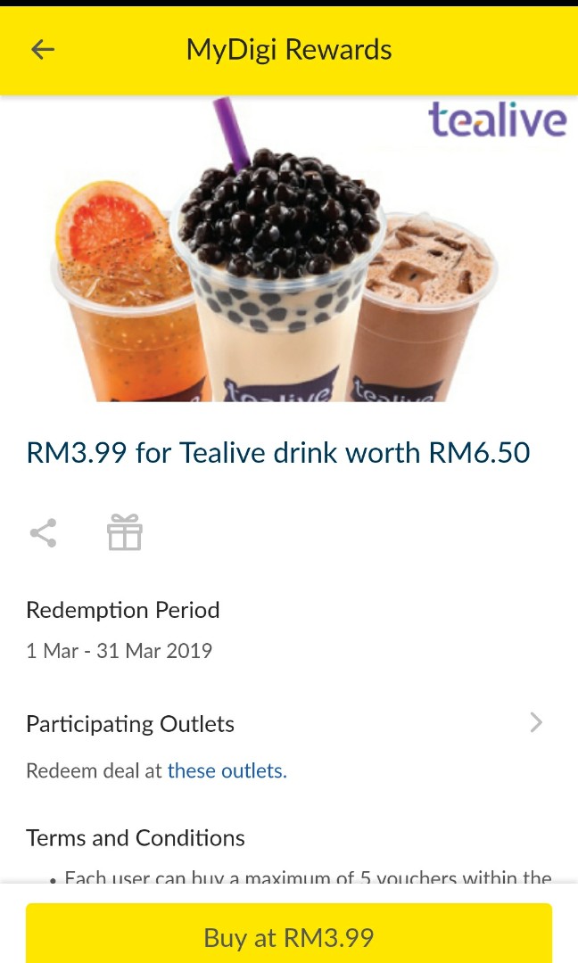 Rm3 Tealive Voucher Digi Only Food Drinks Drinks On Carousell Rm3 Tealive Voucher Digi Only Food Drinks Drinks On Carousell