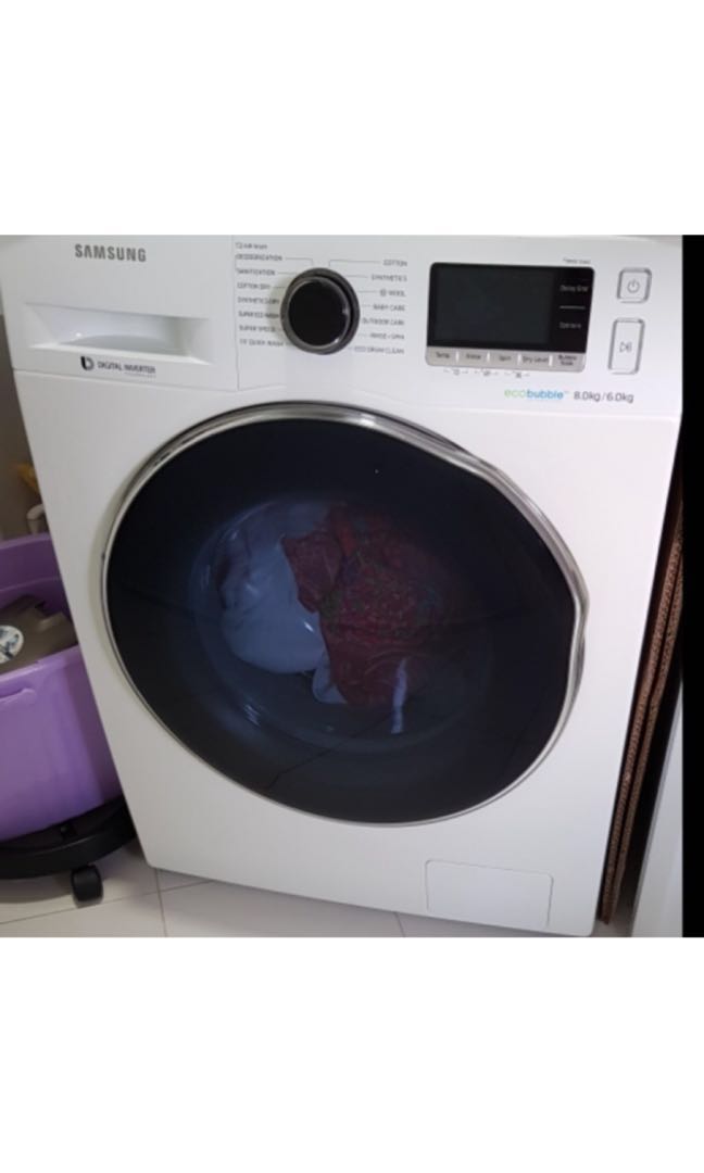 Samsung Ecobubble washing machine 8.0kg/6.0kg, Home Appliances
