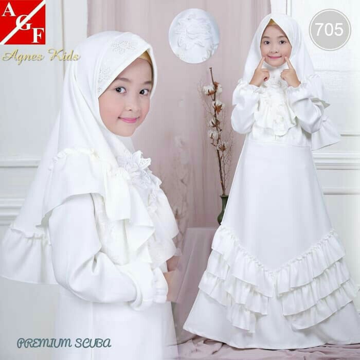 Set Gamis 705 Putih Anak Set Baju Muslim Anak Busana Muslim Anak Fesyen Wanita Muslim Fashion Gaun Di Carousell