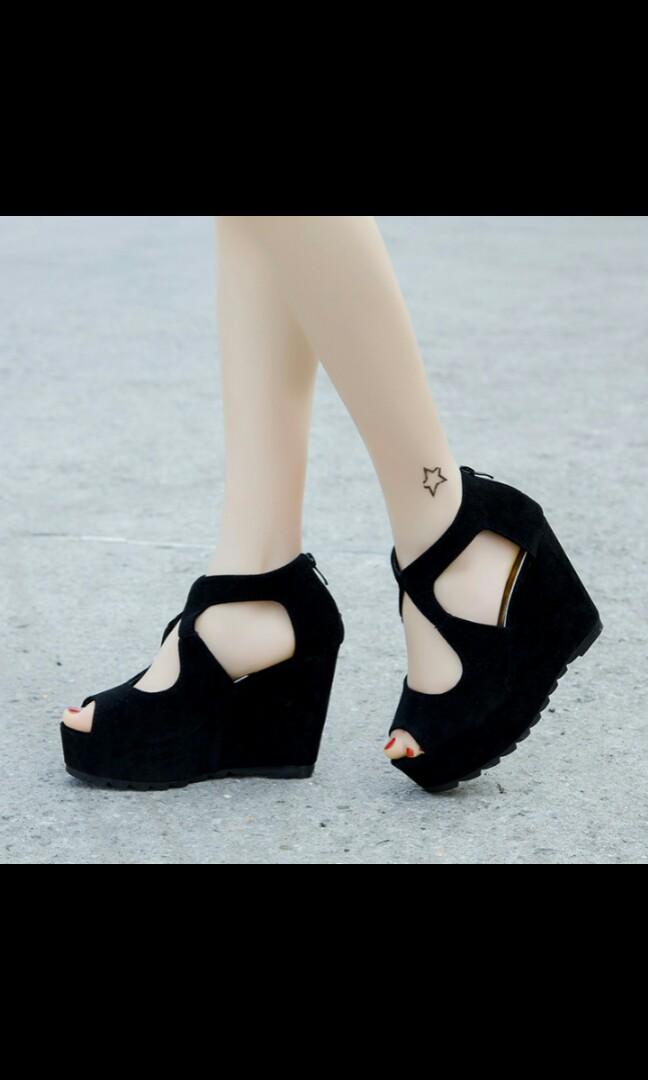 black suede platform shoes