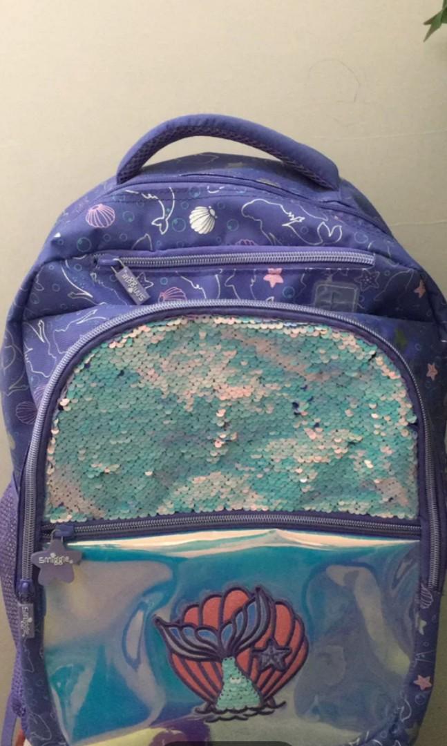 Smiggle backpack for girls. Mermaid. Purple. Reversible. Sewuins. Brand ...