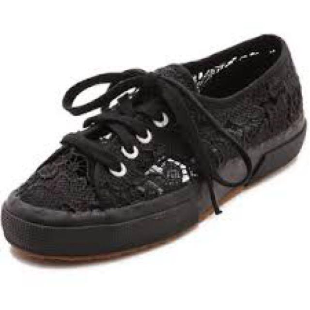 superga black lace sneakers