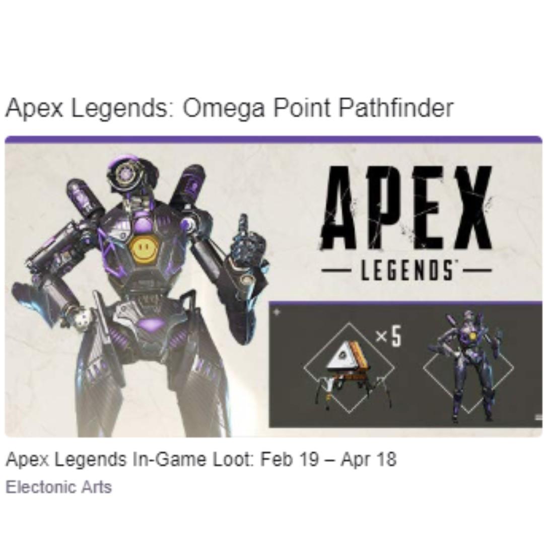 Twitch Prime Apex Legends Exclusive Pathfinder Skin 5 Apex Packs Toys Games Video Gaming In Game Products On Carousell