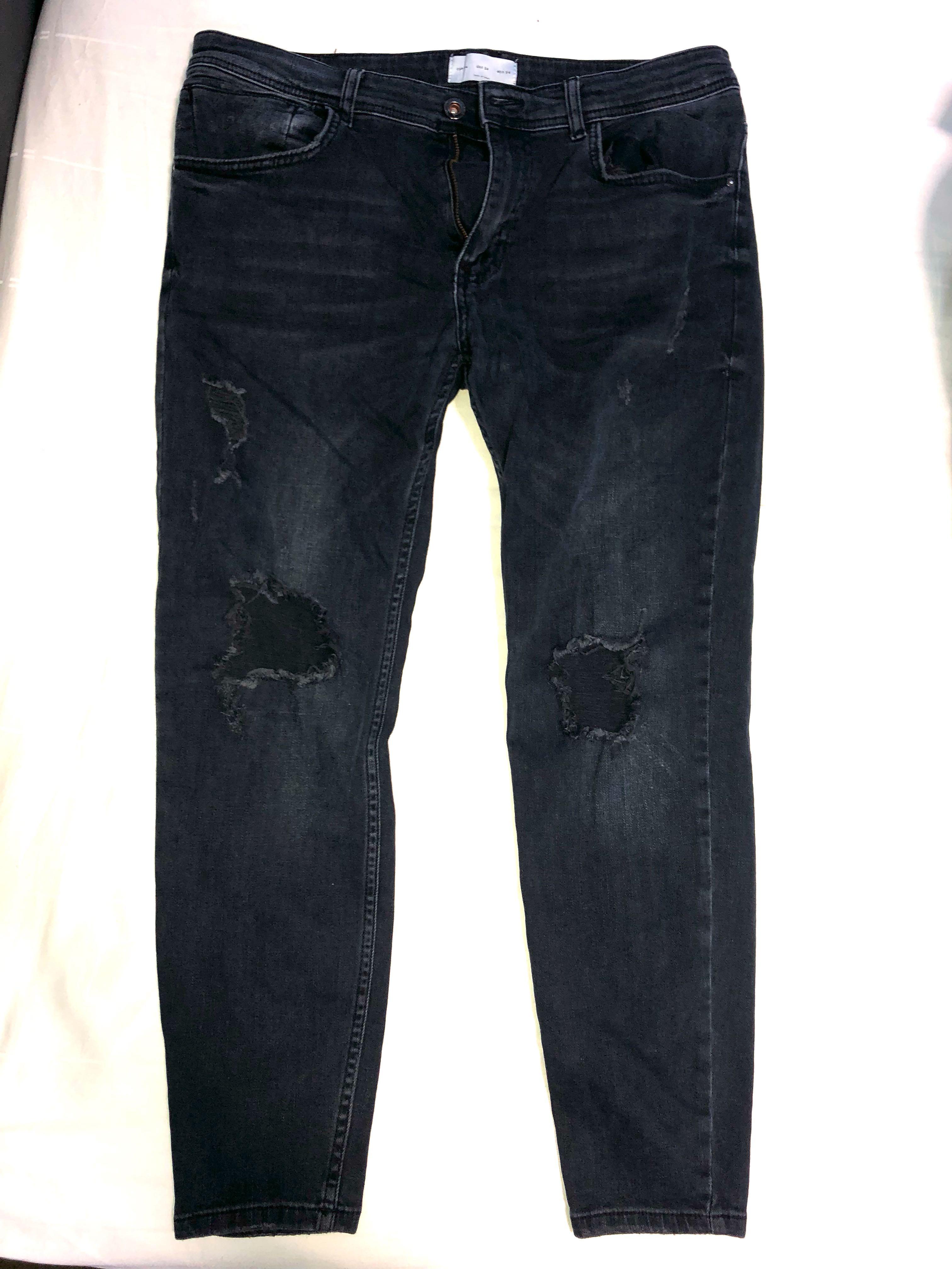 zara black ripped jeans