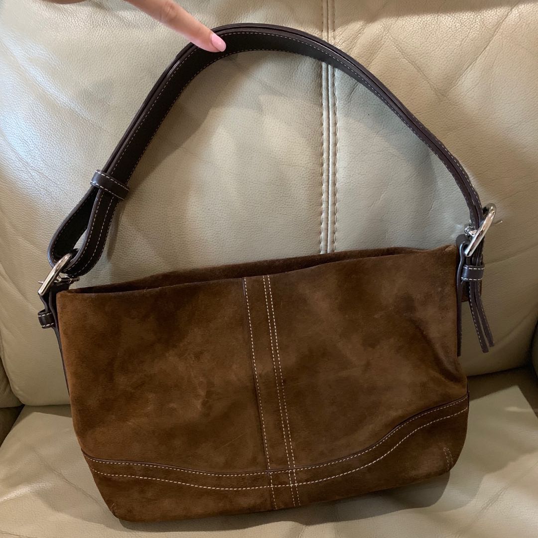 100 Authentic Coach Suede Leather Handbag