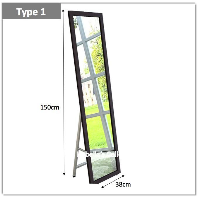 150cmx38cm Standing Floor Mirror Full Length Pine Wood Frame, Furniture