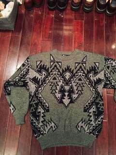 古著 森林系圖騰毛衣 vintage