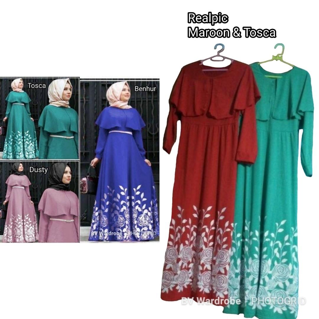 2in1 Setelan Stelan Set St Andiani Rose Gamis Dewasa Murah Maxi