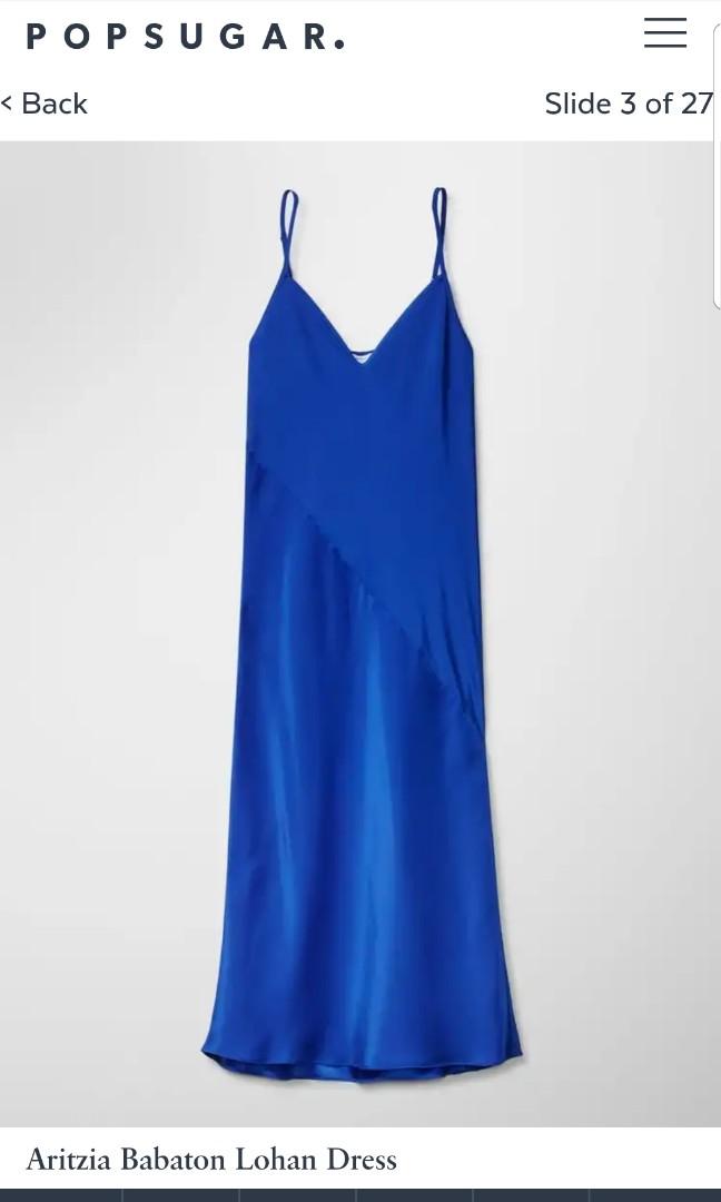 royal blue satin slip dress