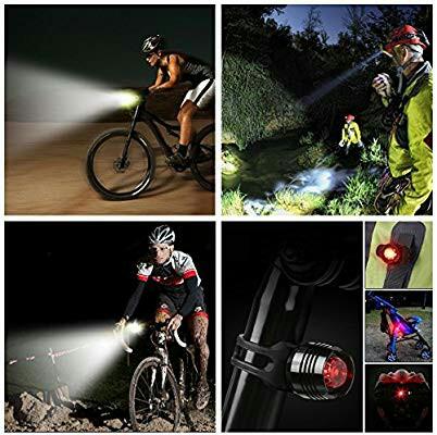 AUOPRO LED Bike Light Set 1200 Lumens Cycling Headlight USB Rechargeable and Safety Back Taillight CREE Bicycle Lights Front and Rear Cycle