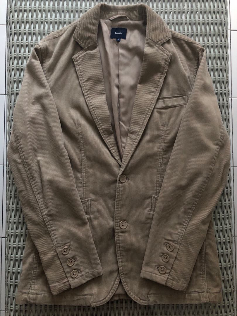 Bossini Authentic beige men s corduroy blazer for SGD 13 size M Women s Fashion Tops Sleeveless on Carousell