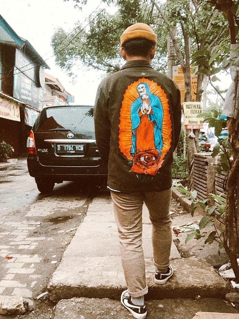 Custom paint Canvas jacket semi parka trucker jacket