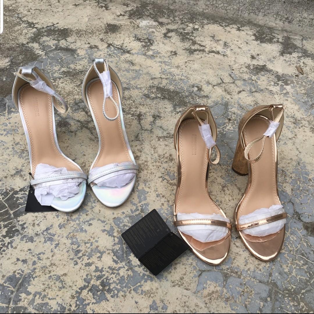holographic strappy heels