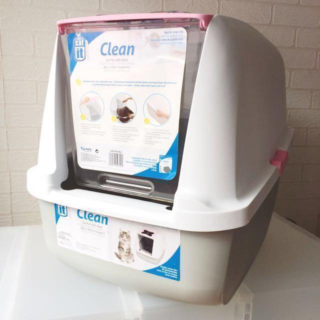 Instock Hagen Catit Hooded Litter Box Pink Pet Supplies For
