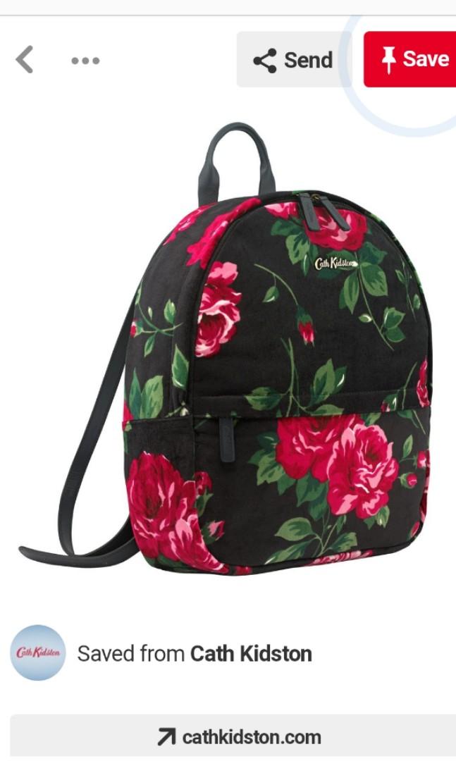 Cath kidston jacquard rose velvet backpack shop
