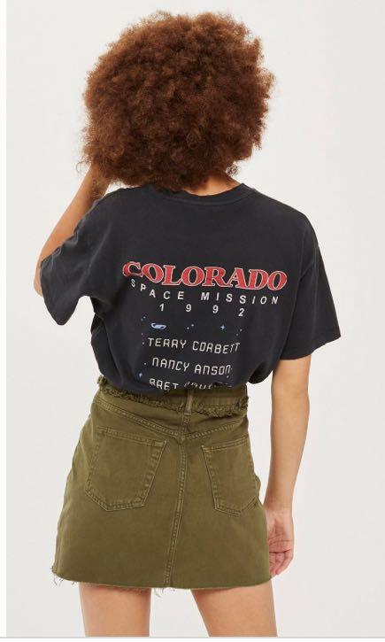 Khaki denim deals skirt topshop