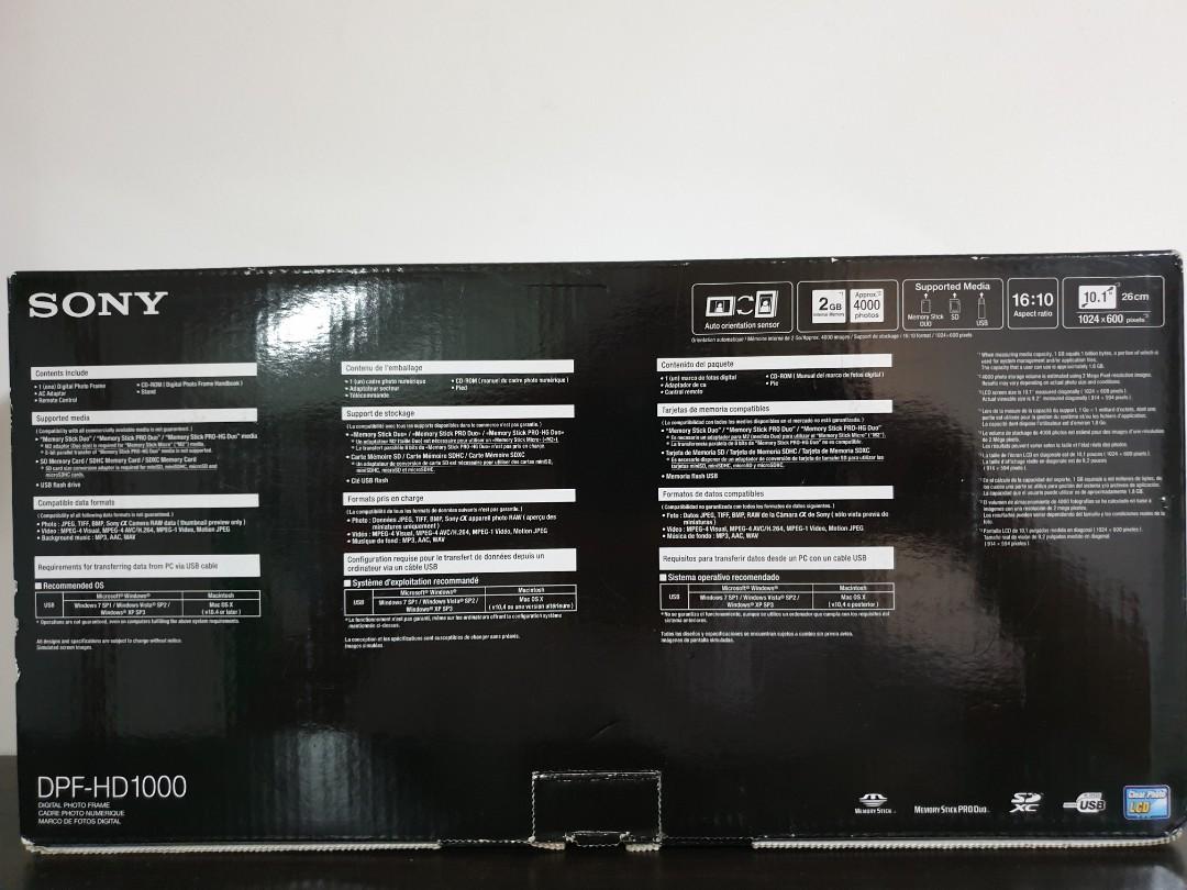 Sony Digital Photo Frame DPFHD 1000, Furniture & Home Living, Home