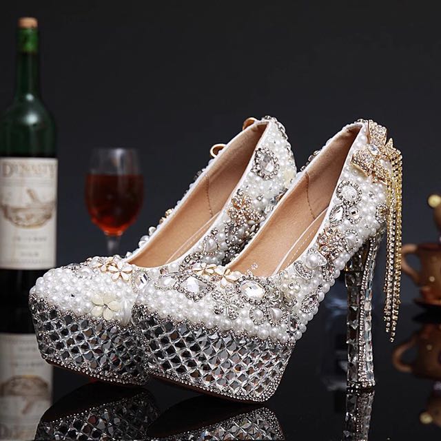 bedazzled platform heels