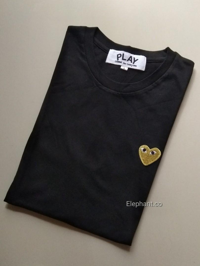 cdg black gold heart