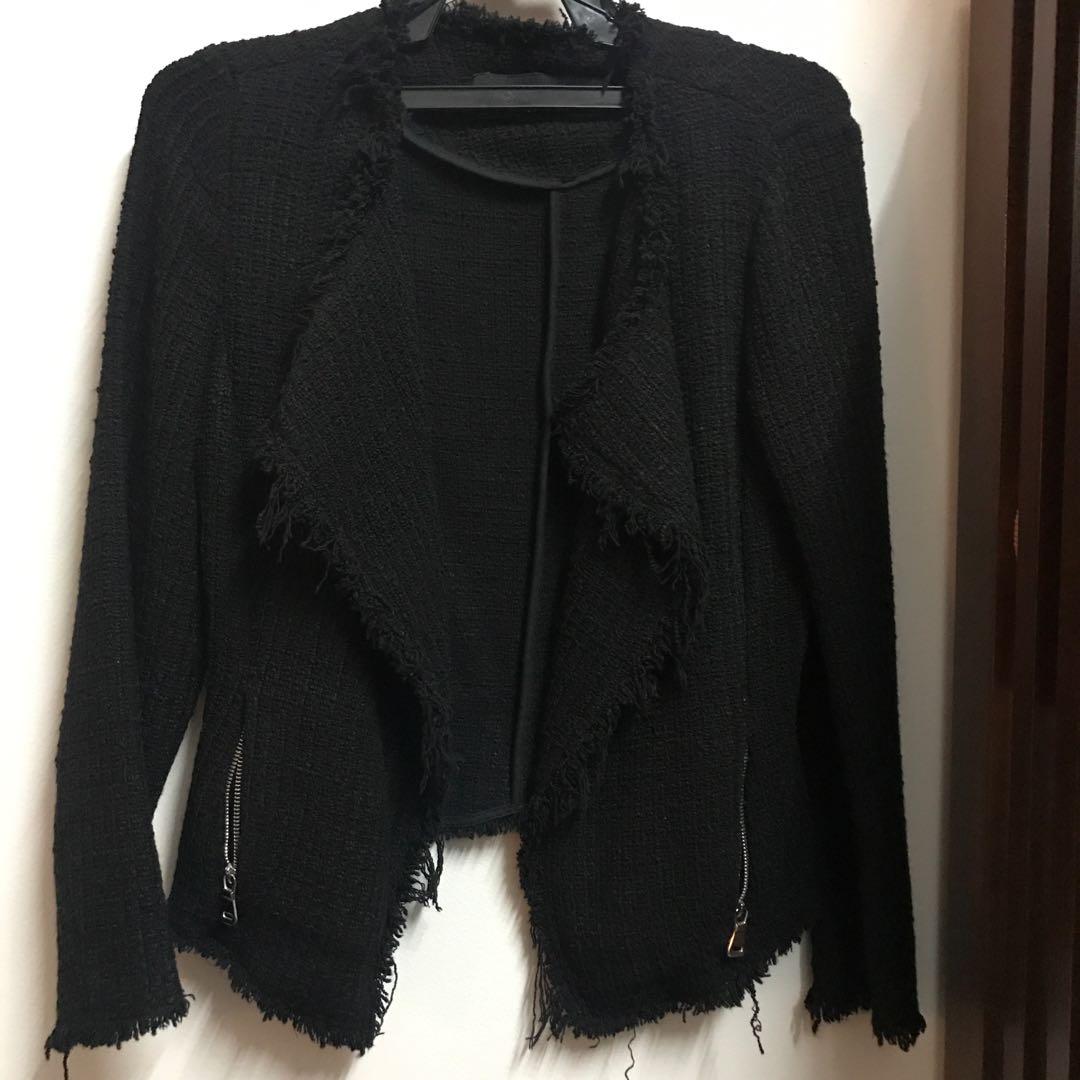 black tweed jacket zara