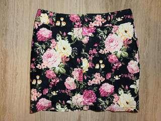 floral mid-waist skirt