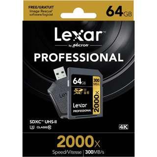 Lexar 64GB Professional 2000x UHS-II SDXC Memory Card with SD UHS-II Reader (U3, Class 10)