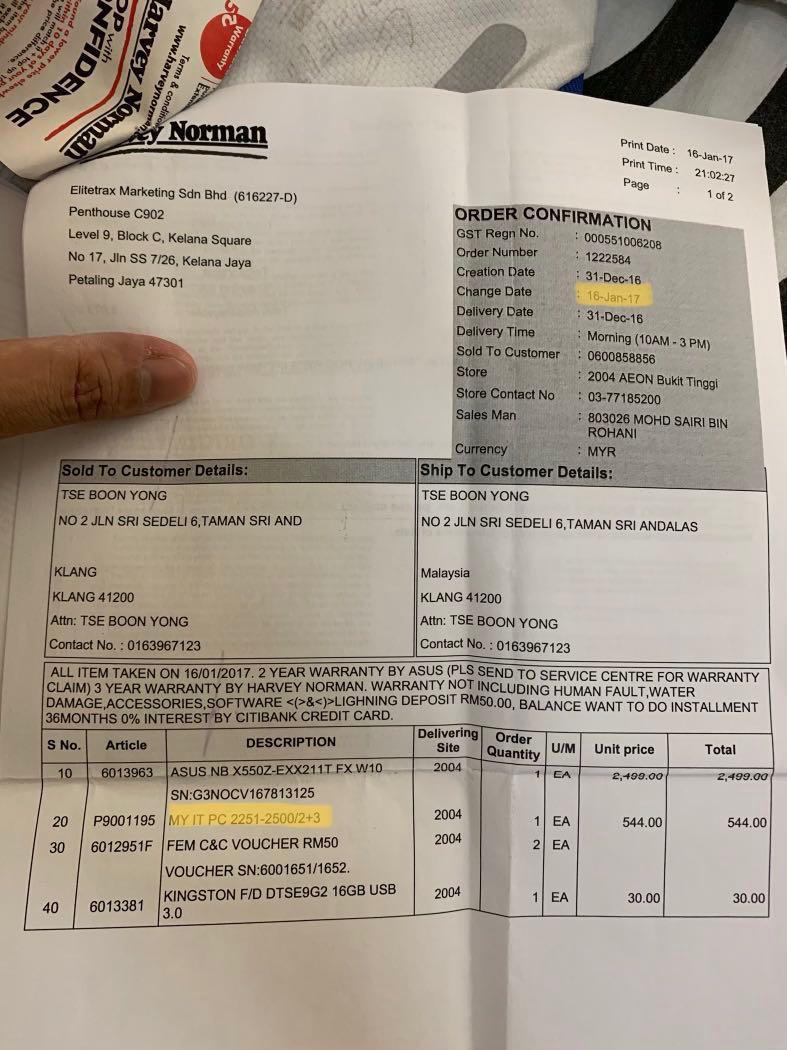 Asus Laptop X550Z (3 years Harvey Norman warranty), Computers & Tech