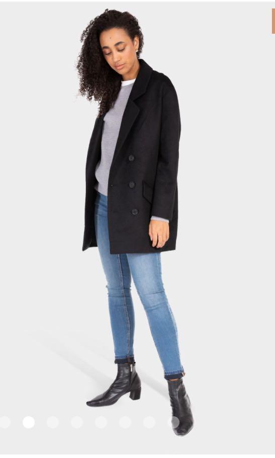 BNWT Grana Baby Alpaca Wool Blend Coat in Black