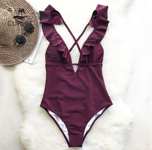 Frilly swimsuit hot sale