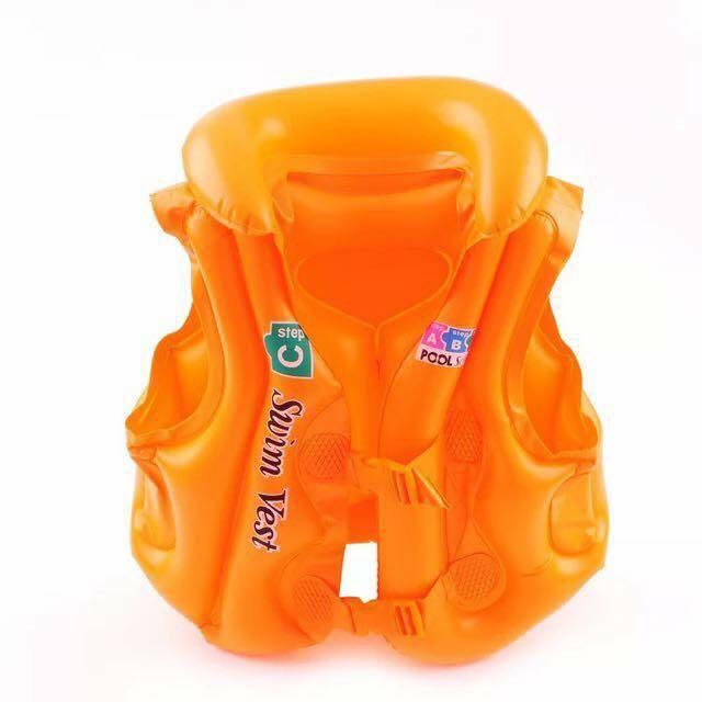 Kids Baby Inflatable Vest (Category: Bathtub & Bath Accessories) located in Taguig. Submitted by closetcompany (Listing ID 218280502, Image 2). Description: amc * Inflatable safety vest * Inflatable Neck Collar * With 2 easy quick release adjustable buckles * Colors : Blue, Yellow and Orange * It can fit ages 3-6 years old * Sizes : Small/Medium/Large * Made of PVC.