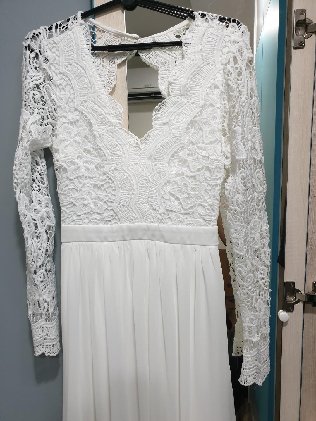 Awaken my love white long sleeve hotsell lace maxi dress