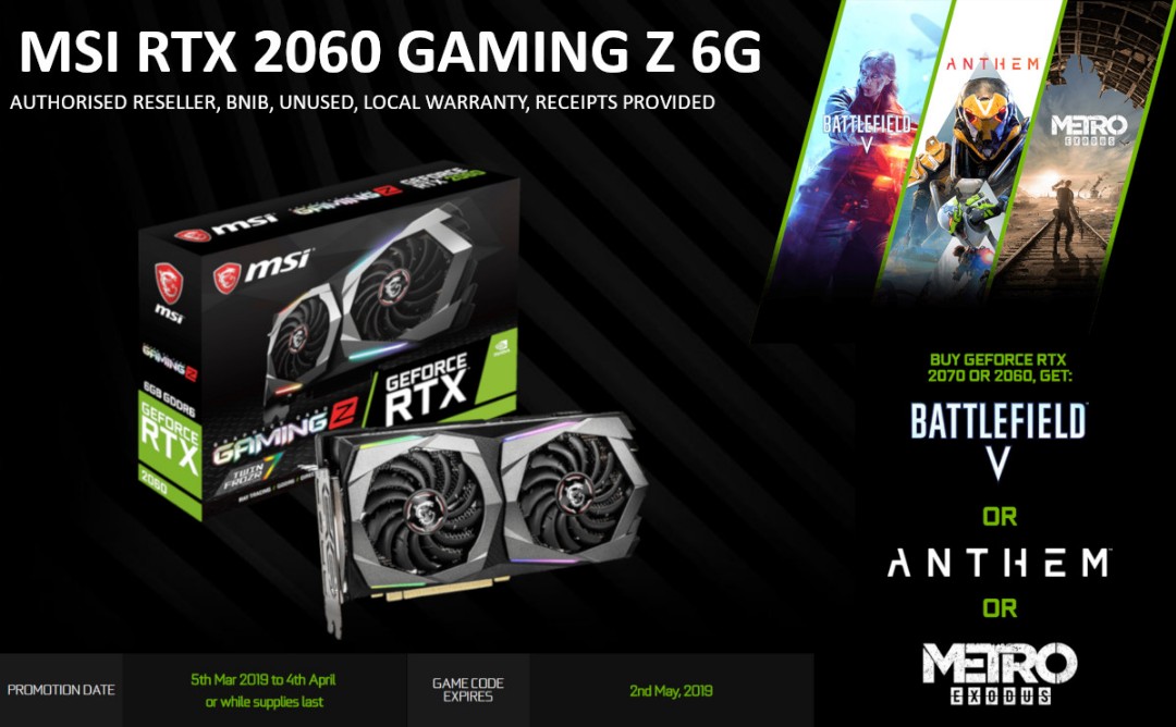 Msi Geforce Rtx 60 Gaming Z 6g Component Gpu Electronics Computer Parts Accessories On Carousell