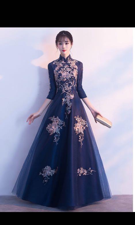 Muslimah Blue Dress Cheongsam Cutting