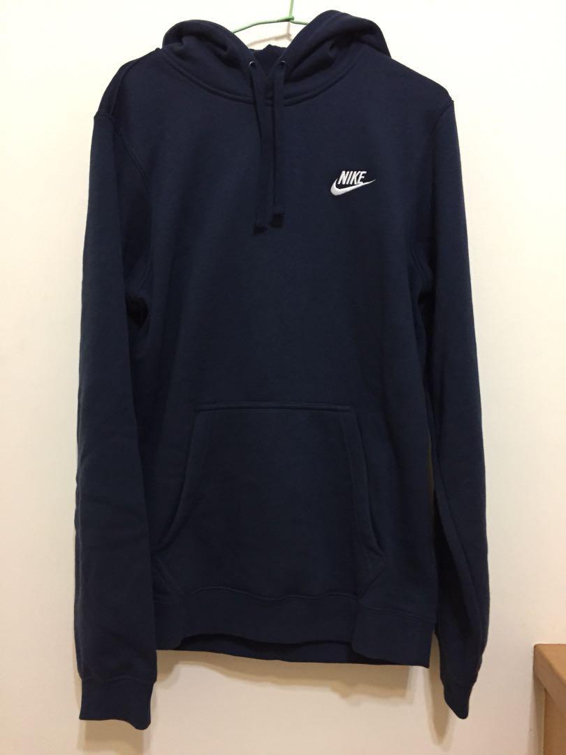 nike pullover hoodie with swoosh logo in navy